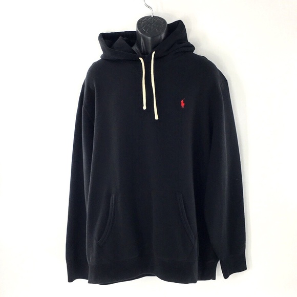 Polo Ralph Lauren Other - Polo Ralph Lauren Mens Fleece Pullover Hoodie Polo Black Red Cotton Blend Sz XXL